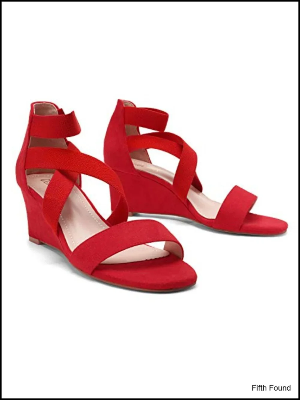 Faux Suede Ankle Strap Low Wedge Sandals with Cushioned Insole